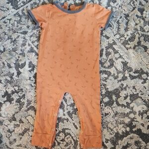 Little Liam For Kate Quinn Orange And Grey Puppy Unionsuit